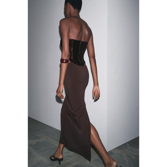 ZARA CONTRAST SEQUIN CUT-OUT DRESS - Picture 5 of 9